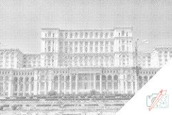 PontPöttyöző - Parlament Palotája, Bukarest Méret: 40x60cm, Keretezés: Fatáblával, Szín: Piros