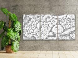 PontPöttyöző - Gyümölcskosár (3 db-os készlet) Méret: 40x60cm (3db), Keretezés: Kartonlemezen, Szín: Kék