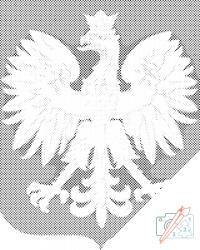 PontPöttyöző - Lengyelország címere Méret: 40x50cm, Keretezés: Fatáblával, Szín: Kék