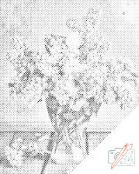 PontPöttyöző - Orgona vázában Méret: 30x40cm, Keretezés: Kartonlemezen, Szín: Zöld