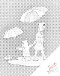  PontPöttyöző - Anya gyermekkel sétálás közben Méret: 40x50cm, Keretezés: Műanyagtáblával, Szín: Zöld