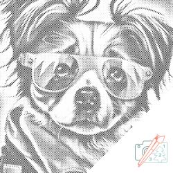 PontPöttyöző - Kutya menő szemüveggel 1 Méret: 50x50cm, Keretezés: Műanyagtáblával, Szín: Kék