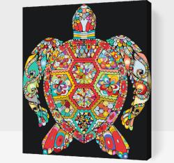  Festés számok szerint - Mandala teknős Méret: 40x50cm, Keretezés: Fatáblával