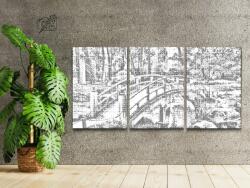 PontPöttyöző - Japánkert (3 db-os készlet) Méret: 40x60cm (3db), Keretezés: Kartonlemezen, Szín: Piros