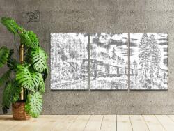  PontPöttyöző - Utazás vonaton (3 db-os készlet) Méret: 30x40cm (3db), Keretezés: Kartonlemezen, Szín: Piros