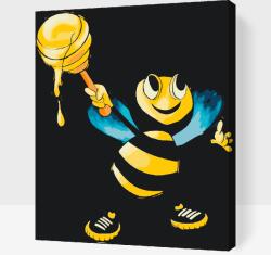 Festés számok szerint - Mézes méhecske Méret: 40x50cm, Keretezés: Fatáblával