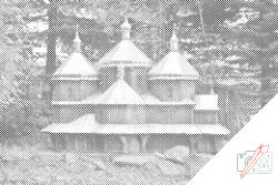  PontPöttyöző - Templom Lutowiskában, Lengyelország Méret: 40x60cm, Keretezés: Kartonlemezen, Szín: Zöld