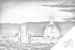 PontPöttyöző - Firenzei dóm Méret: 40x60cm, Keretezés: Fatáblával, Szín: Piros