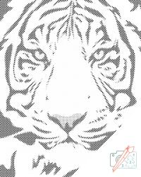  PontPöttyöző - Fekete-fehér tigrisfej Méret: 40x50cm, Keretezés: Fatáblával, Szín: Zöld