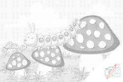  PontPöttyöző - Hernyó a bolondgombákon Méret: 40x60cm, Keretezés: Kartonlemezen, Szín: Piros