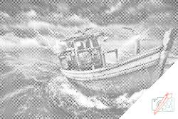 PontPöttyöző - Hajó a viharban 4 Méret: 40x60cm, Keretezés: Műanyagtáblával, Szín: Kék