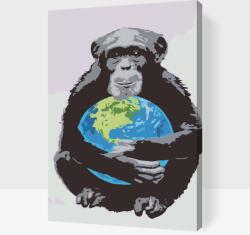  Festés számok szerint - Világ egy majom ölelésében Méret: 40x60cm, Keretezés: Kartonlemezen
