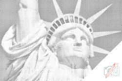  PontPöttyöző - Szabadságszobor Méret: 40x60cm, Keretezés: Kartonlemezen, Szín: Kék