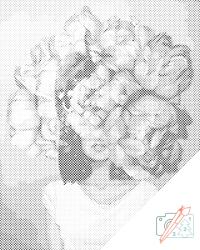PontPöttyöző - Nő elrejtve babarózsában Méret: 40x50cm, Keretezés: Műanyagtáblával, Szín: Zöld
