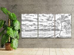  PontPöttyöző - Trópusi tengerparti strand (3 db-os készlet) Méret: 30x40cm (3db), Keretezés: Műanyagtáblával, Szín: Fekete