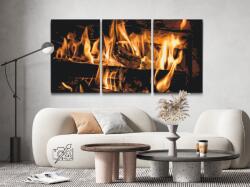 Festés számok szerint - Tűz a kandallóban (3 db-os készlet) Méret: 30x40cm (3db), Keretezés: Kartonlemezen