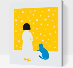 Festés számok szerint - Kék macska Méret: 40x50cm, Keretezés: Műanyagtáblával
