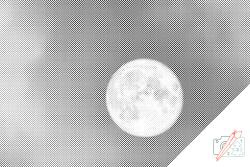 PontPöttyöző - Hold Méret: 40x60cm, Keretezés: Fatáblával, Szín: Kék