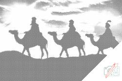  PontPöttyöző - A három király Méret: 40x60cm, Keretezés: Műanyagtáblával, Szín: Kék