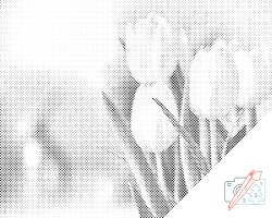 PontPöttyöző - Fehér tulipánok Méret: 40x50cm, Keretezés: Műanyagtáblával, Szín: Zöld