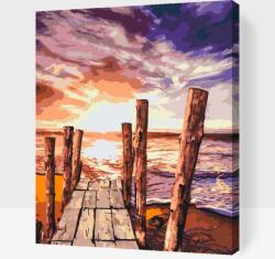 Festés számok szerint - Napnyugta a tengerparton Méret: 40x50cm, Keretezés: Kartonlemezen