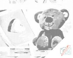  PontPöttyöző - Plüssmackó 2 Méret: 30x40cm, Keretezés: Kartonlemezen, Szín: Fekete