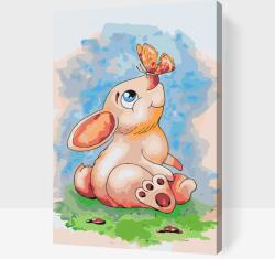  Festés számok szerint - Nyuszi lepkével az orrán Méret: 40x60cm, Keretezés: Műanyagtáblával