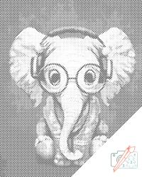  PontPöttyöző - Szemüveges elefánt Méret: 30x40cm, Keretezés: Műanyagtáblával, Szín: Kék