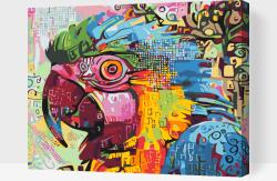  Festés számok szerint - Színes papagáj Méret: 40x50cm, Keretezés: Műanyagtáblával