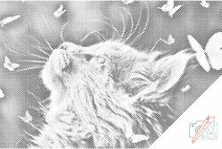  PontPöttyöző - Kiscica pillangók társaságában Méret: 40x60cm, Keretezés: Műanyagtáblával, Szín: Zöld