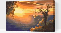 Festés számok szerint - Óceáni naplemente papagájokkal Méret: 40x60cm, Keretezés: Műanyagtáblával