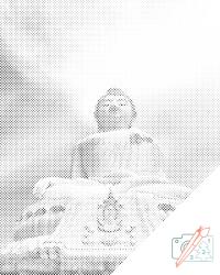  PontPöttyöző - Nagy Buddha szobor, Thaiföld Méret: 40x50cm, Keretezés: Kartonlemezen, Szín: Kék