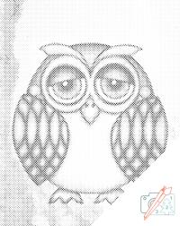  PontPöttyöző - Bagoly rózsaszín arccal Méret: 30x40cm, Keretezés: Műanyagtáblával, Szín: Kék