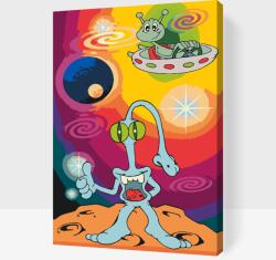 Festés számok szerint - Földönkívüliek Méret: 40x60cm, Keretezés: Műanyagtáblával