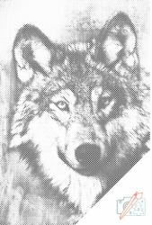 PontPöttyöző - Illuszráció farkasról Méret: 40x60cm, Keretezés: Fatáblával, Szín: Zöld
