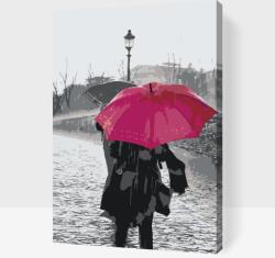  Festés számok szerint - Piros esernyő Méret: 40x60cm, Keretezés: Műanyagtáblával