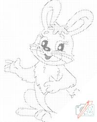  PontPöttyöző - Barátságos nyúl Méret: 40x50cm, Keretezés: Kartonlemezen, Szín: Kék