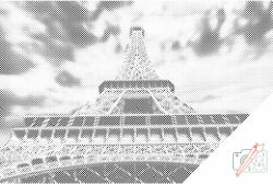PontPöttyöző - Eiffel-torony Méret: 40x60cm, Keretezés: Fatáblával, Szín: Piros