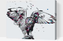  Festés számok szerint - Ezüstszínű hóbagyoly Méret: 40x50cm, Keretezés: Műanyagtáblával