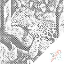  PontPöttyöző - Pihenő leopárd Méret: 50x50cm, Keretezés: Műanyagtáblával, Szín: Kék