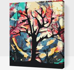  Festés számok szerint - Színes háttér fa mögött Méret: 30x40cm, Keretezés: Kartonlemezen