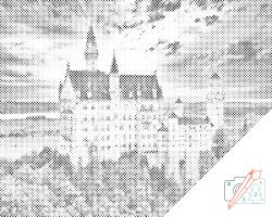 PontPöttyöző - Neuschwanstein kastély Méret: 30x40cm, Keretezés: Kartonlemezen, Szín: Kék