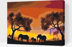  Festés számok szerint - Elefántcsalád Méret: 40x50cm, Keretezés: Műanyagtáblával