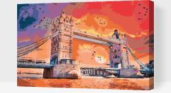Festés számok szerint - London Bridge a naplementében Méret: 40x60cm, Keretezés: Fatáblával