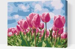Festés számok szerint - Rózsaszín tulipánok Méret: 30x40cm, Keretezés: Műanyagtáblával
