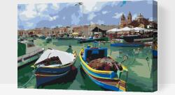  Festés számok szerint - Színes halászhajók Méret: 40x60cm, Keretezés: Műanyagtáblával