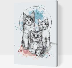 Festés számok szerint - Három cica Méret: 40x60cm, Keretezés: Műanyagtáblával