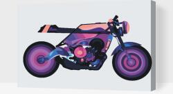  Festés számok szerint - Stílusos motorkerékpár Méret: 40x60cm, Keretezés: Fatáblával