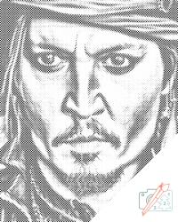  PontPöttyöző - Johny Depp 3 Méret: 30x40cm, Keretezés: Kartonlemezen, Szín: Kék
