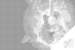 PontPöttyöző - Égő gitár Méret: 40x60cm, Keretezés: Fatáblával, Szín: Piros